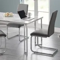 Roma Set of 2 Cantilever Dining Chairs - Grey, Linen