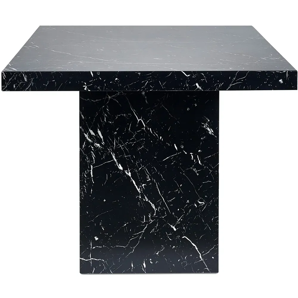 Rome 6 Seater Dining Table - Black, Marble Effect