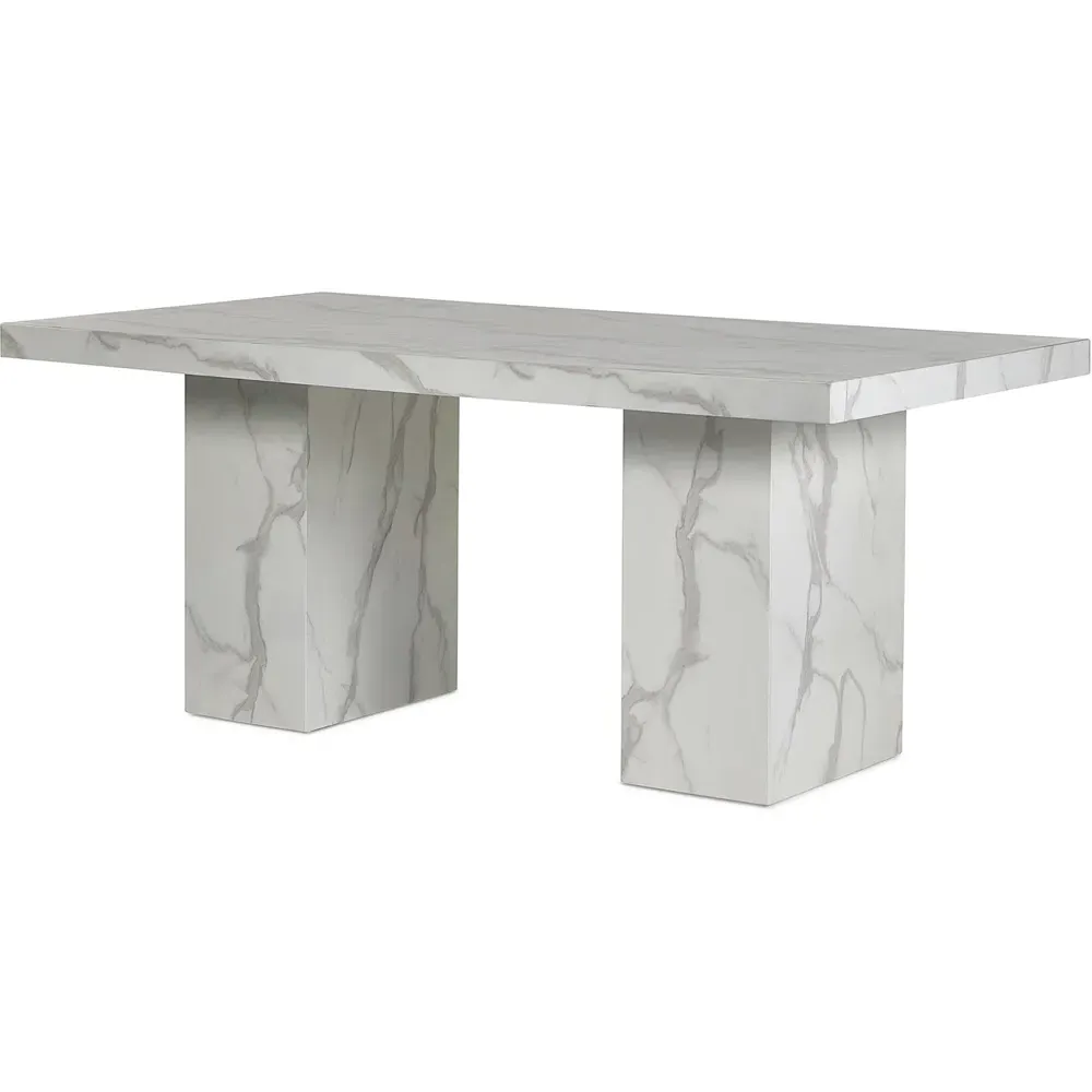 Rome 6 Seater Dining Table - White, Marble Effect