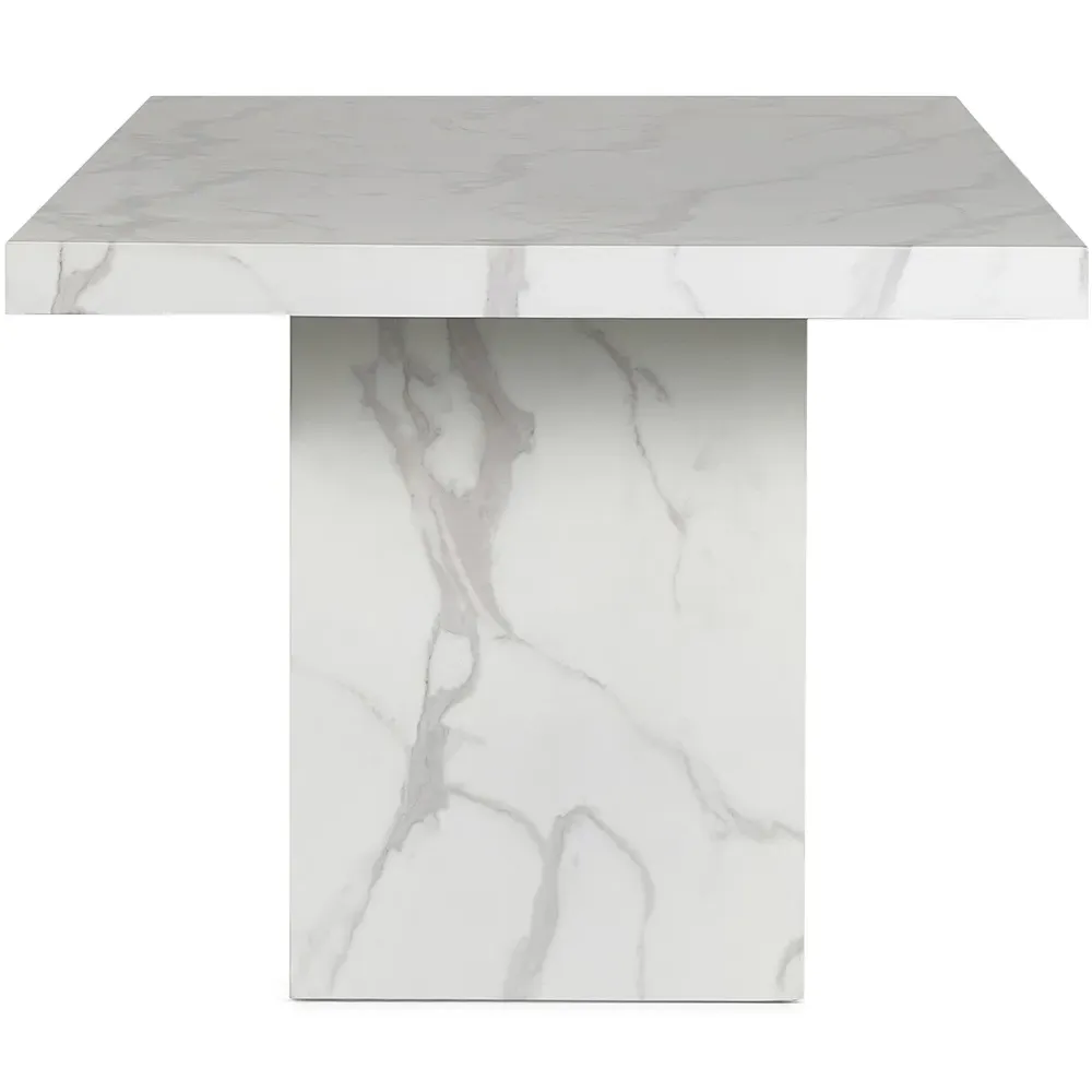 Rome 6 Seater Dining Table - White, Marble Effect