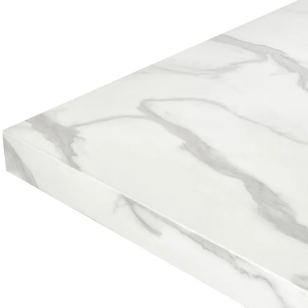 Rome 6 Seater Dining Table - White, Marble Effect