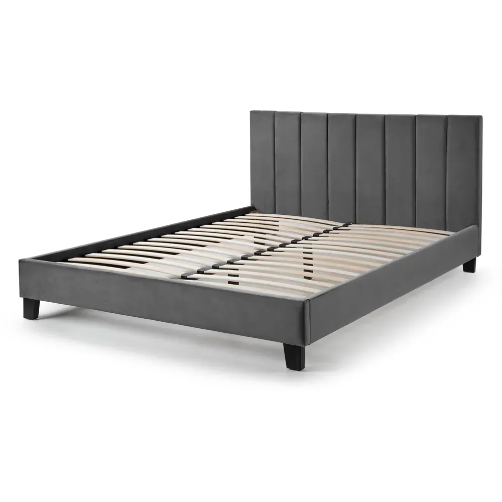 Rosa Double Bed in a Box - Grey, Velvet