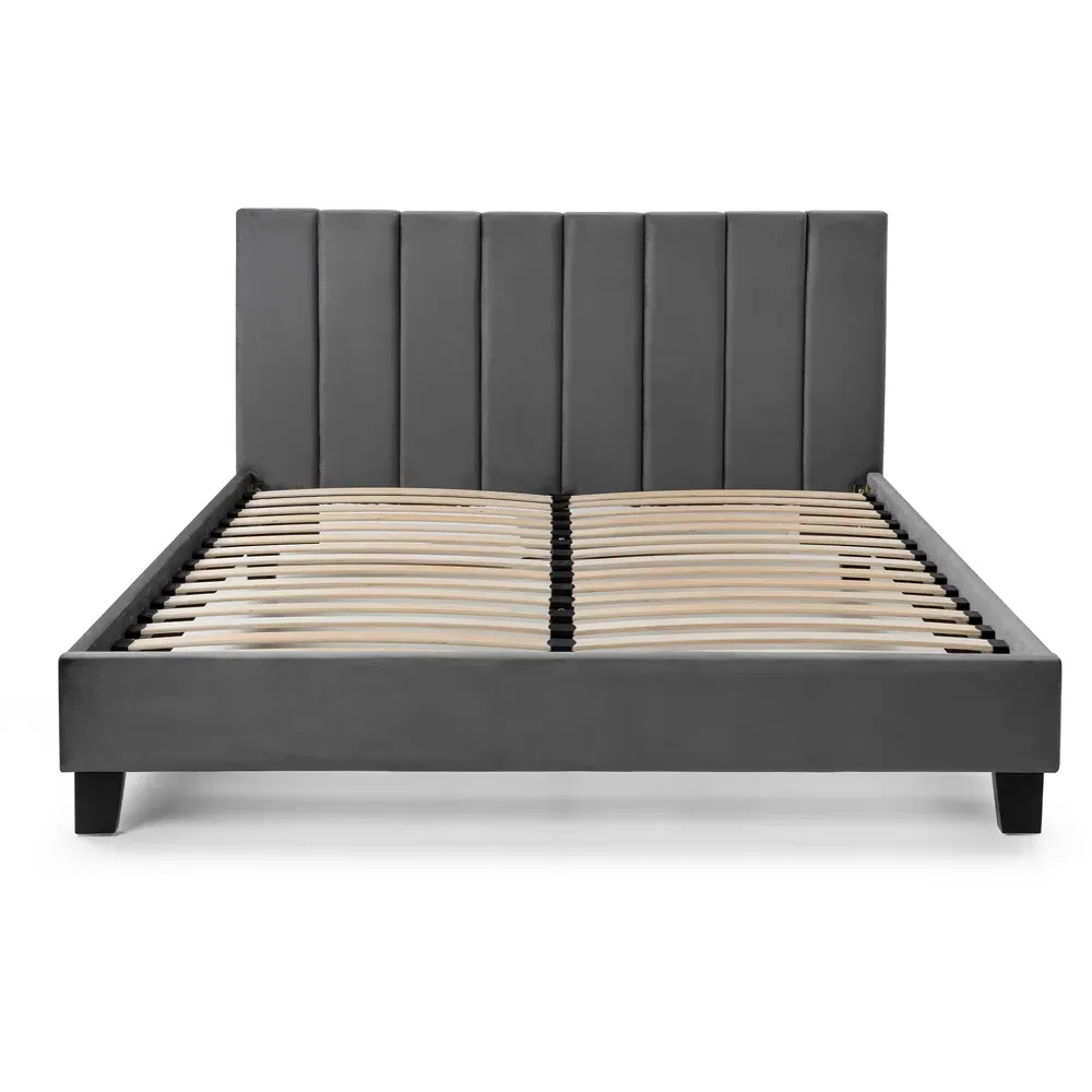 Rosa Double Bed in a Box - Grey, Velvet