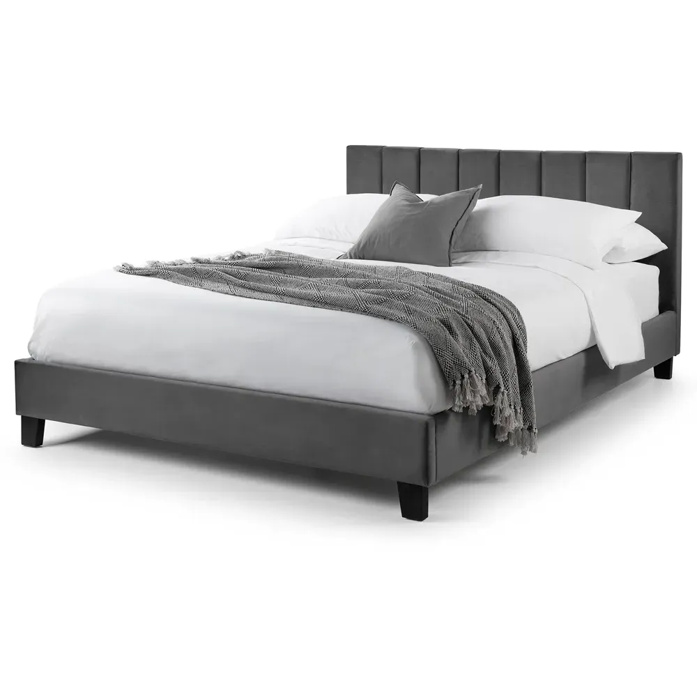 Rosa Single Bed in a Box - Grey, Velvet