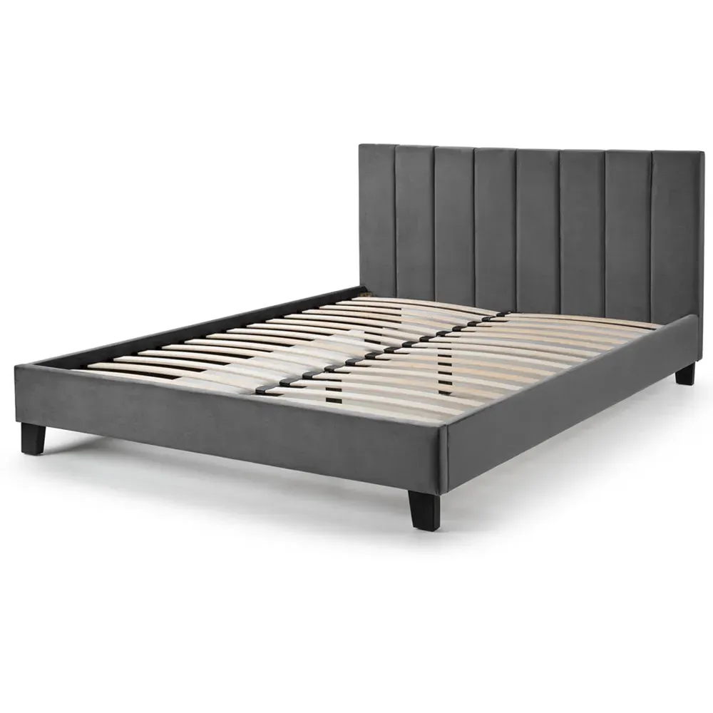 Rosa Single Bed in a Box - Grey, Velvet