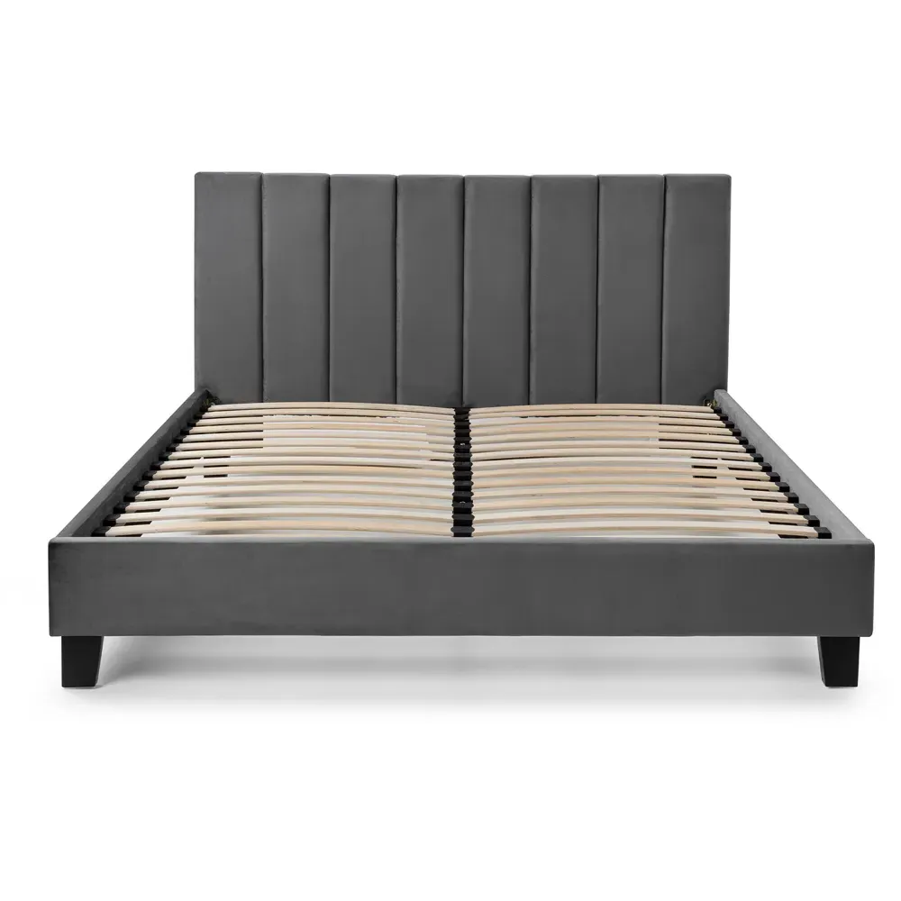 Rosa Single Bed in a Box - Grey, Velvet