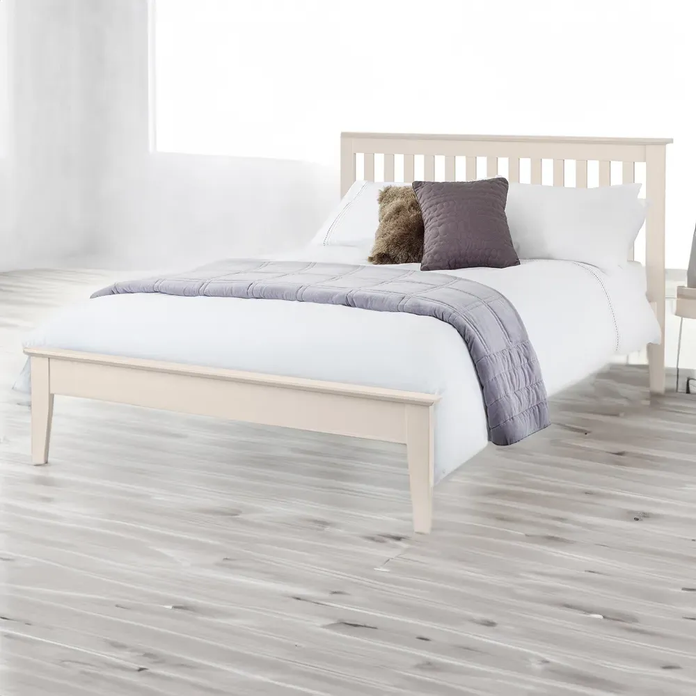 Salerno King Size Shaker Bed - Ivory, Oak