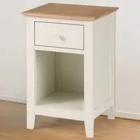 Salerno Shaker Single Drawer Bedside Table - Ivory, Oak