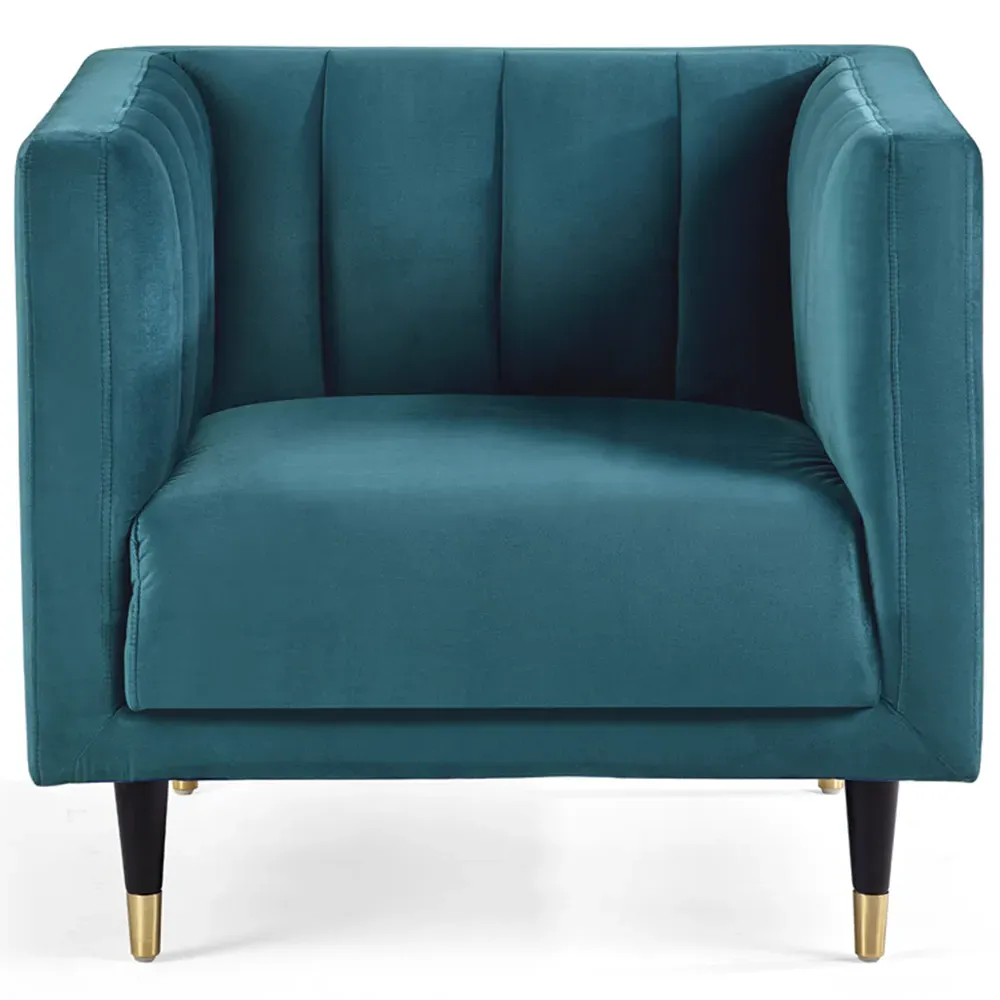Salma Scalloped Back Chair - Teal, Velvet