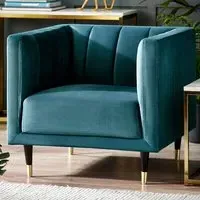 Salma Scalloped Back Chair - Teal, Velvet