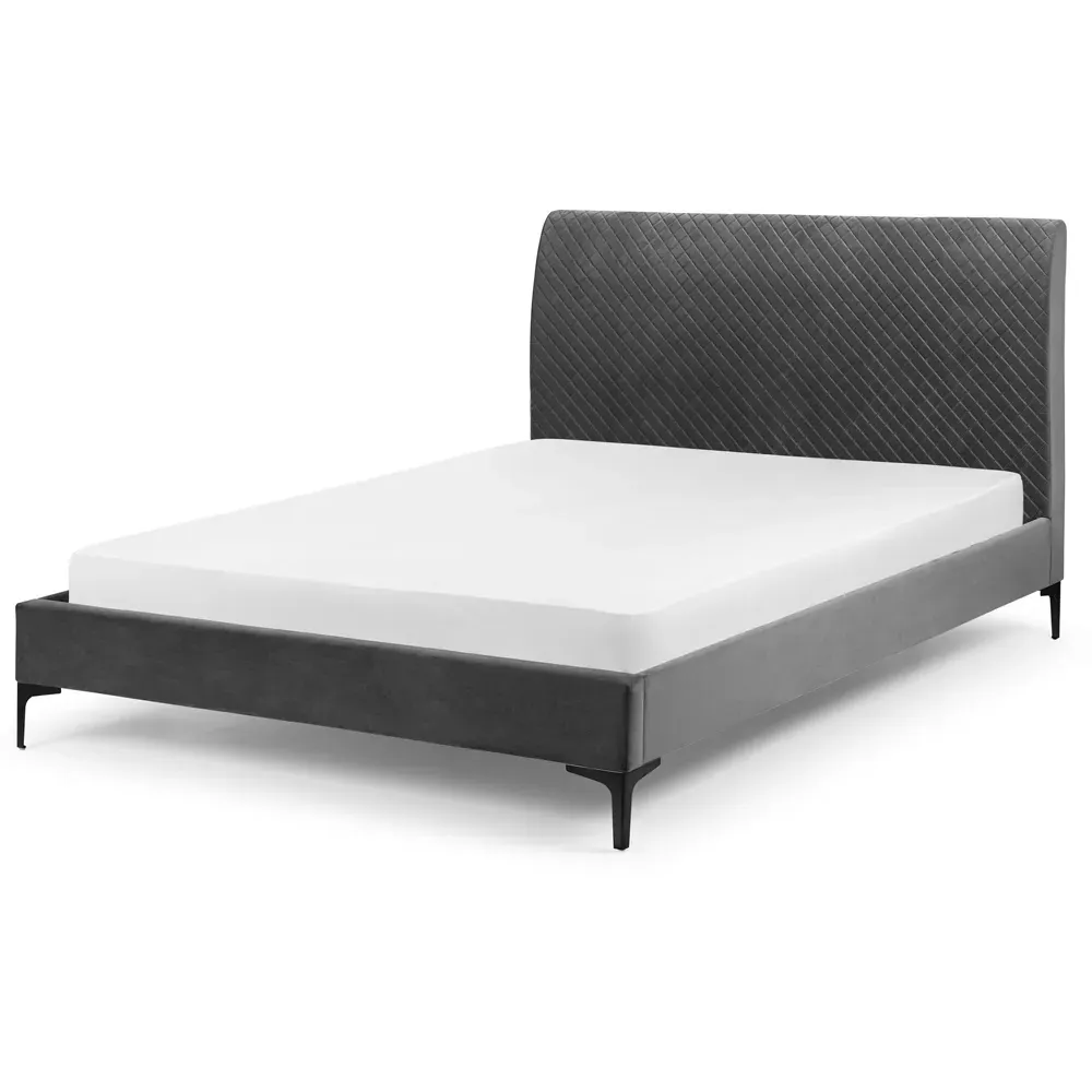 Sanderson Double Bed Frame - Grey, Velvet