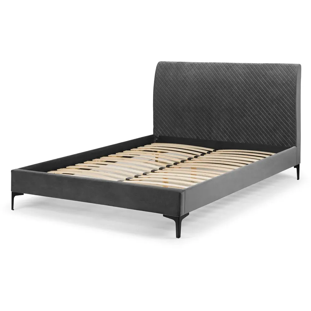 Sanderson Double Bed Frame - Grey, Velvet