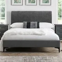 Sanderson King Size Bed Frame - Grey, Velvet