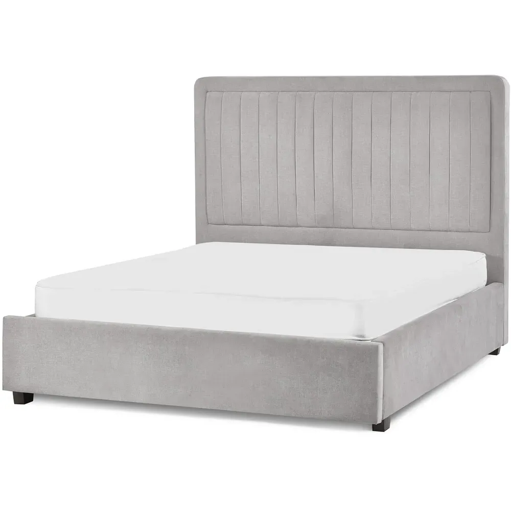 Savannah King Size Bed Frame with Storage - Grey, Velvet