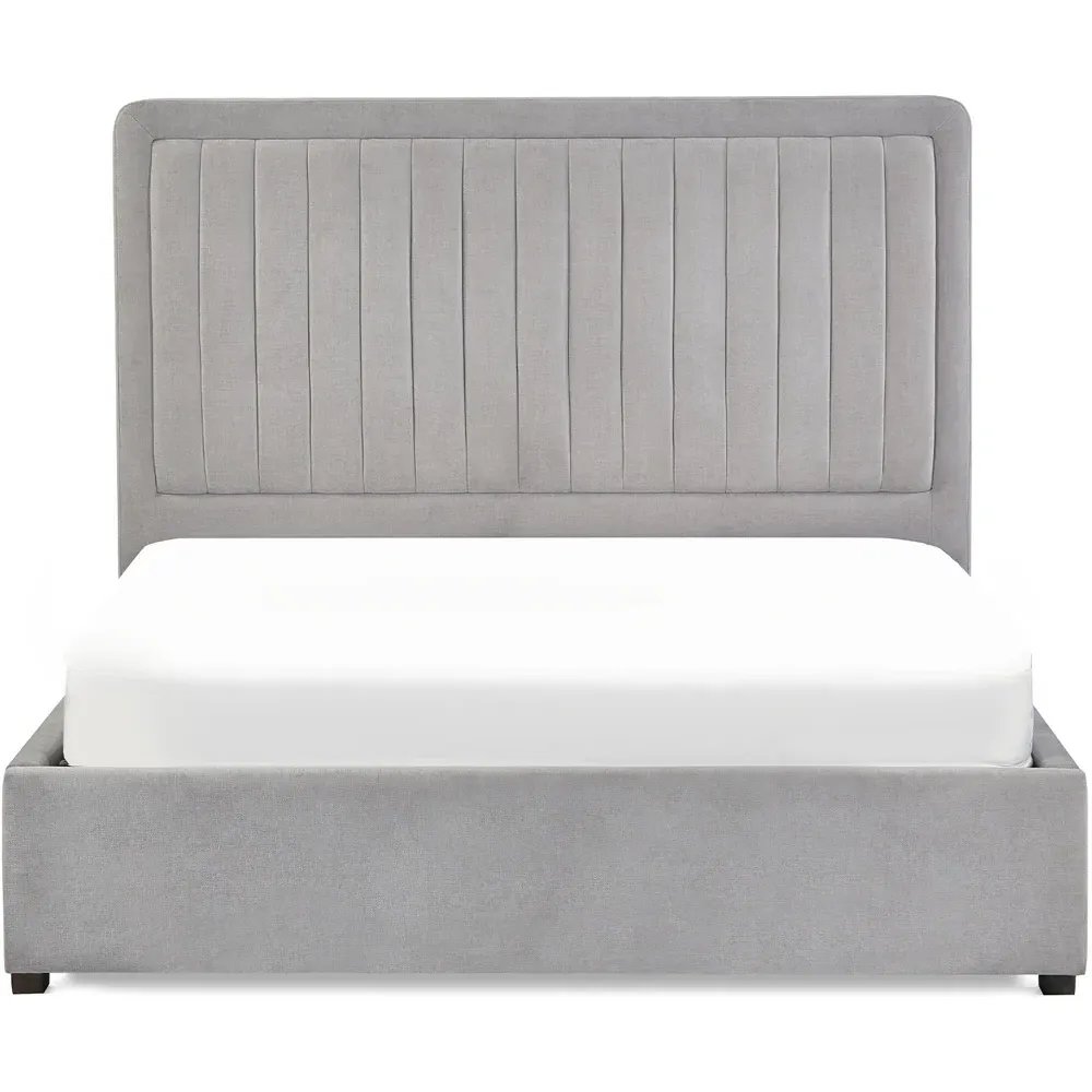 Savannah King Size Bed Frame with Storage - Grey, Velvet