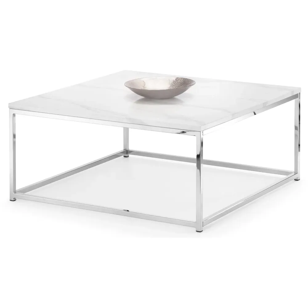 Scala Chrome Coffee Table - White, Marble