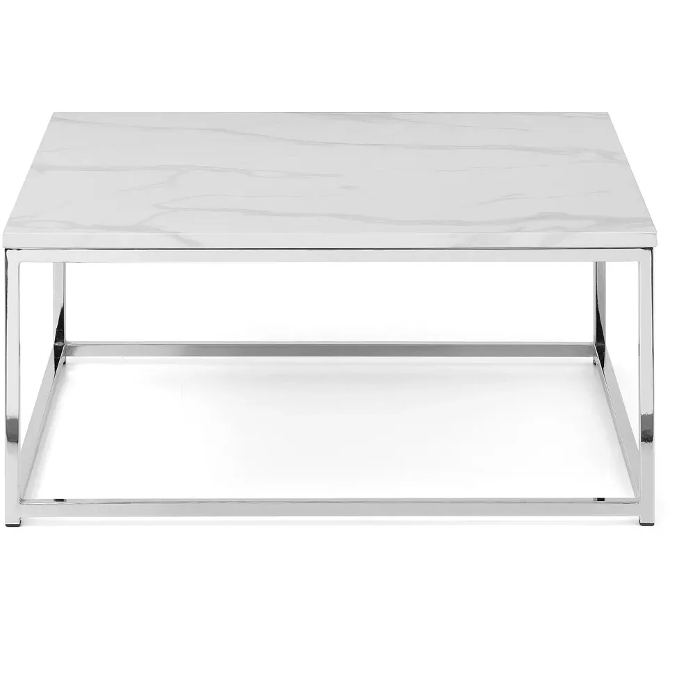 Scala Chrome Coffee Table - White, Marble