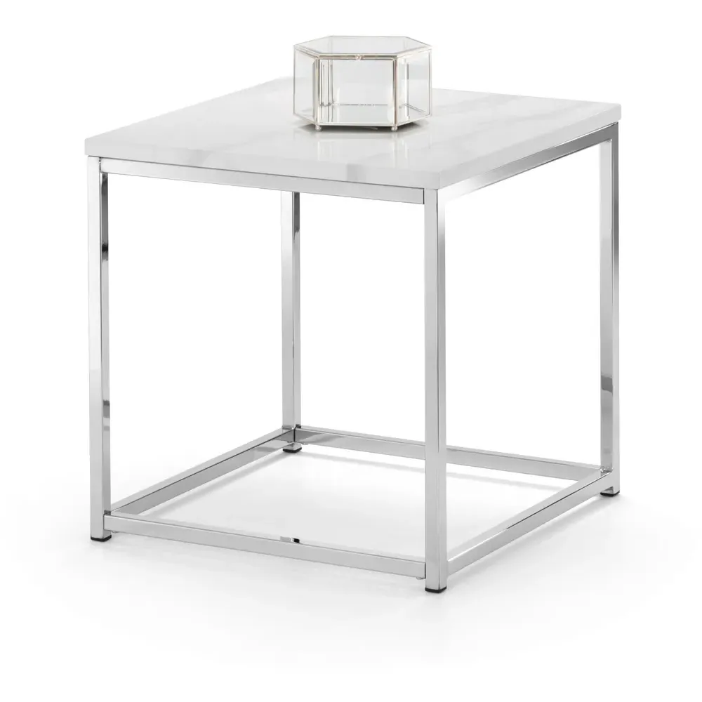 Scala Chrome Lamp Table - White, Marble
