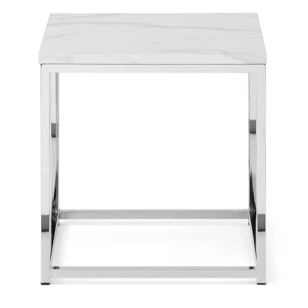 Scala Chrome Lamp Table - White, Marble