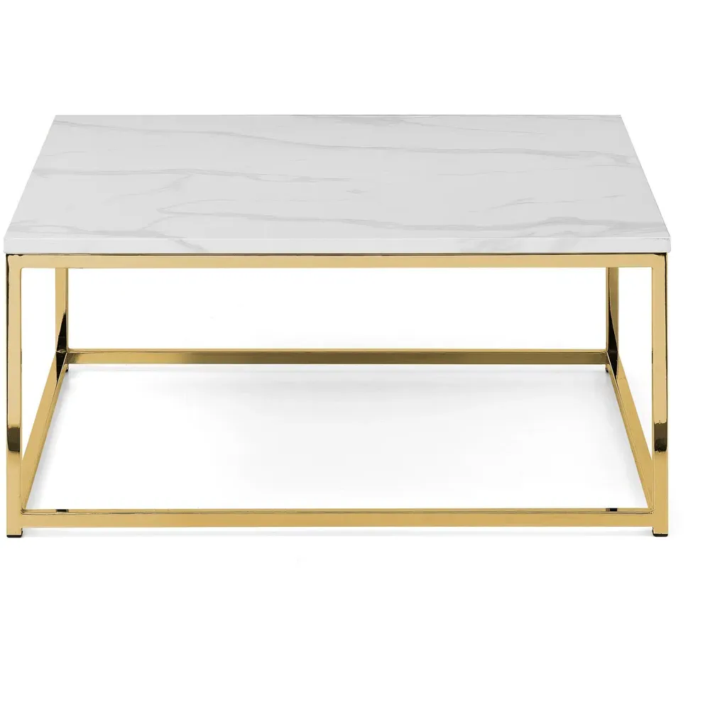 Scala Gold Coffee Table - White, Marble