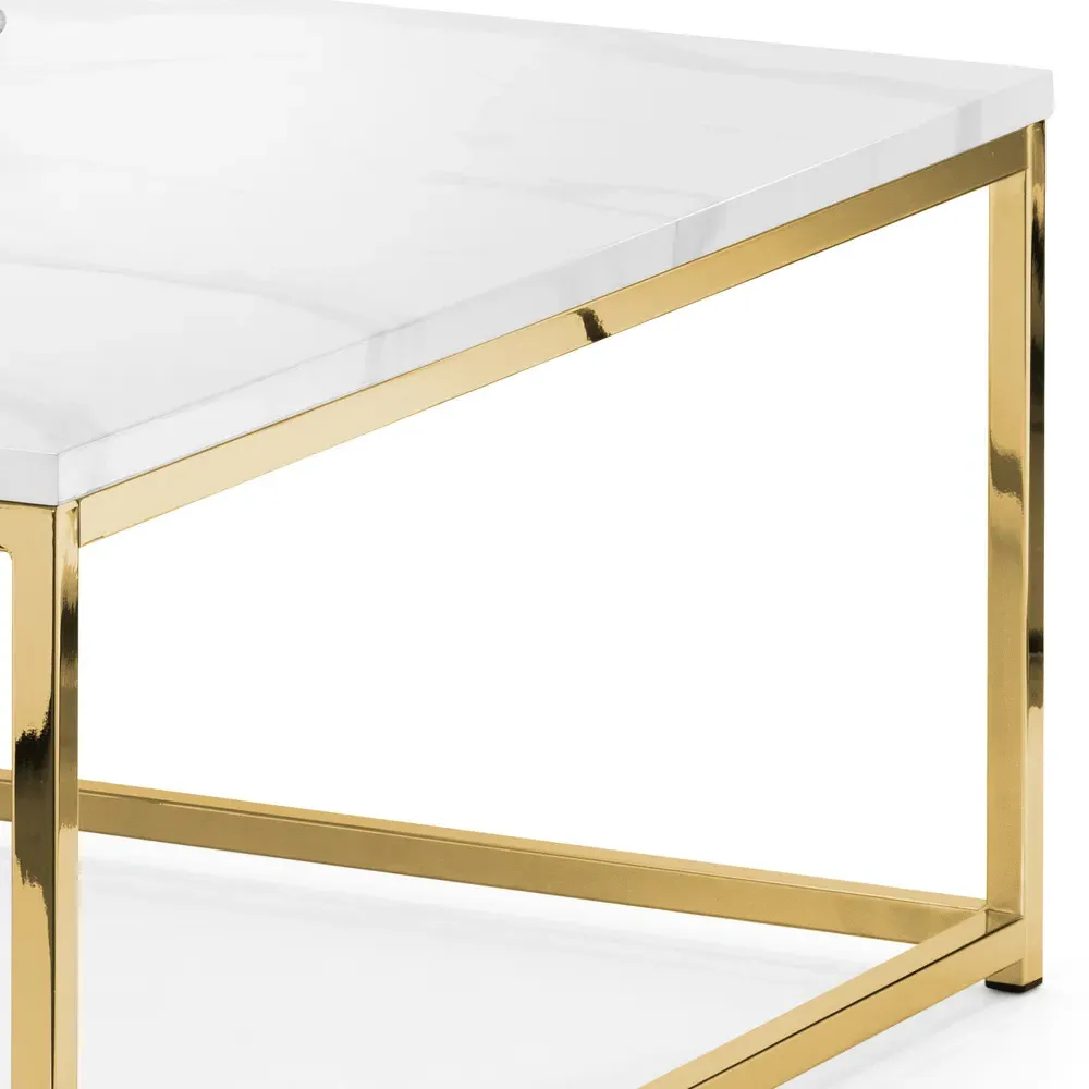 Scala Gold Coffee Table - White, Marble