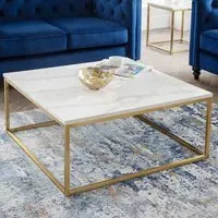 Scala Gold Coffee Table - White, Marble