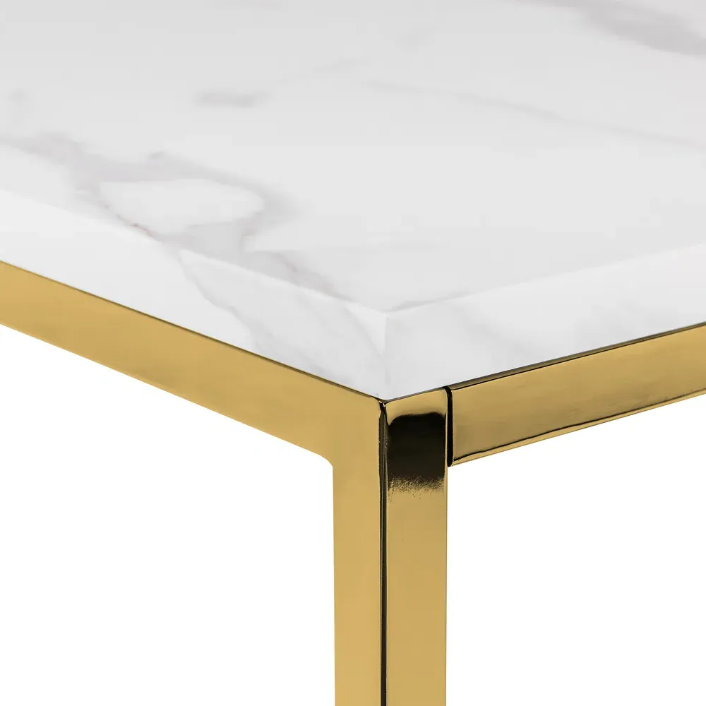 Scala Gold Lamp Table - White, Marble