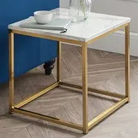 Scala Gold Lamp Table - White, Marble