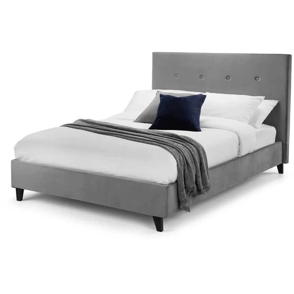 Shoreditch King Size Bed Frame - Grey, Velvet