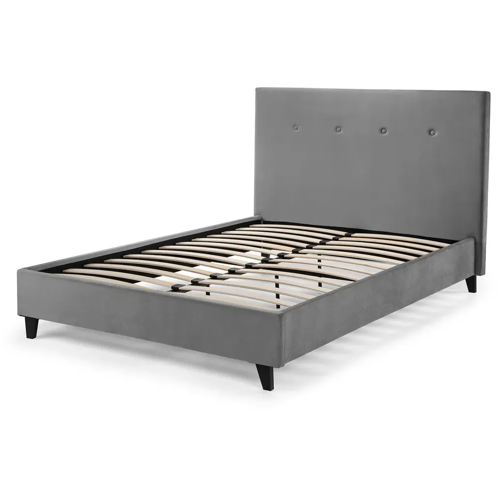 Shoreditch King Size Bed Frame - Grey, Velvet