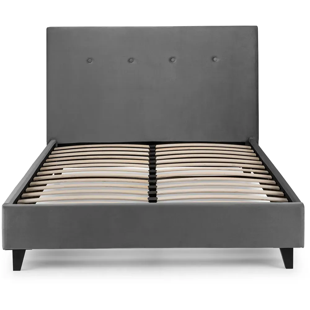 Shoreditch King Size Bed Frame - Grey, Velvet