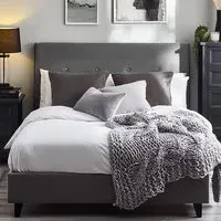 Shoreditch King Size Bed Frame - Grey, Velvet