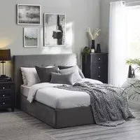 Shoreditch King Size Bed with Storage - Grey, Velvet