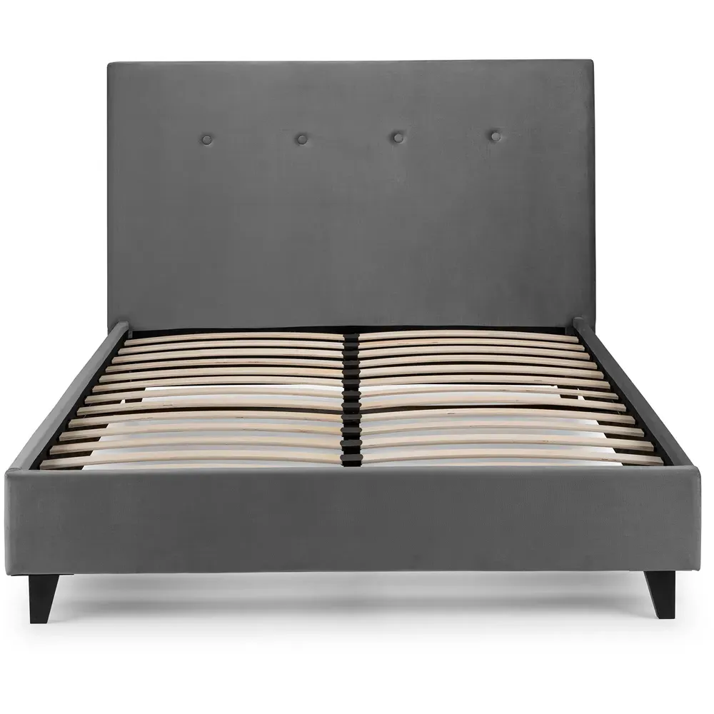 Shoreditch Small Double Bed Frame - Grey, Velvet