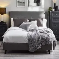 Shoreditch Small Double Bed Frame - Grey, Velvet