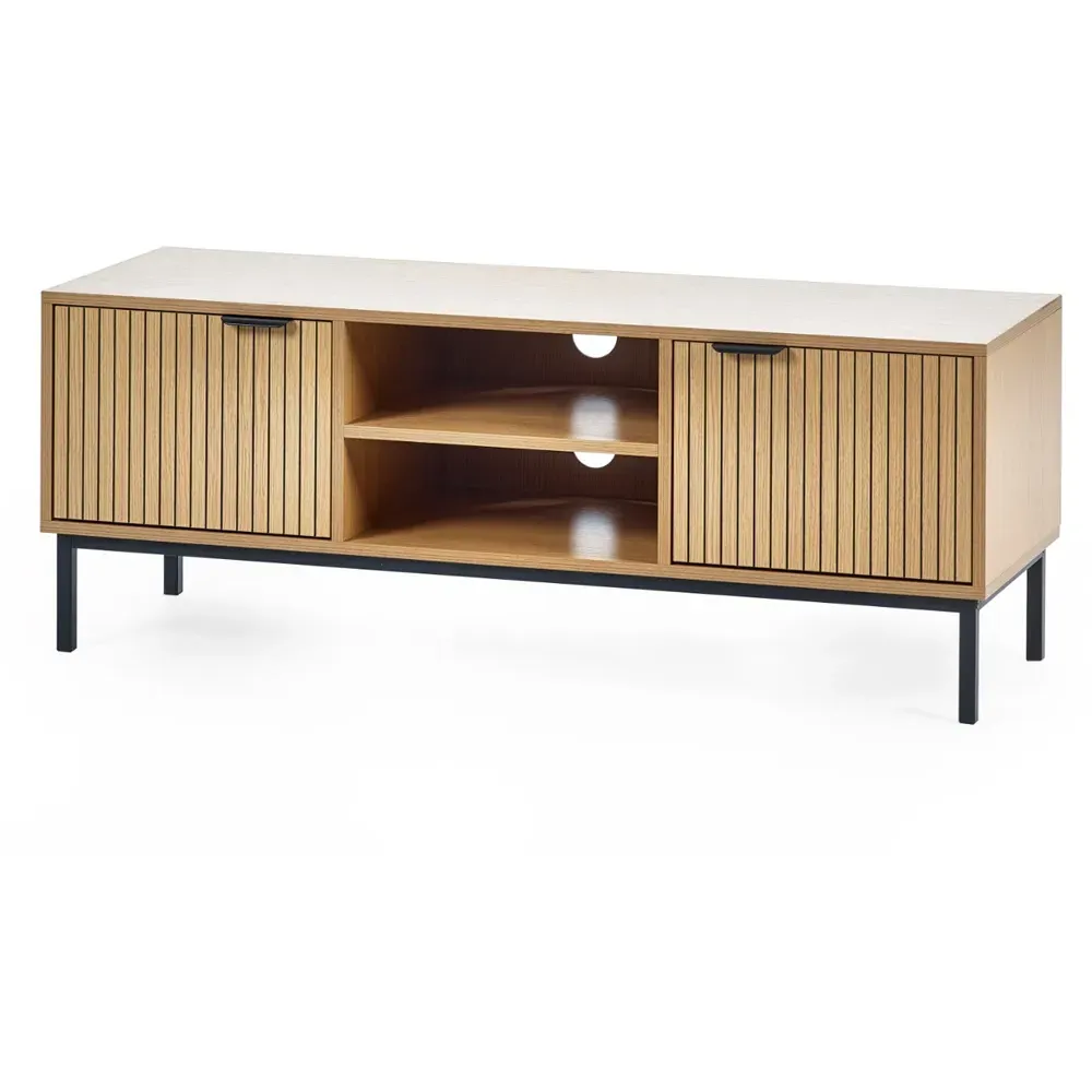 Sia 2 Door TV Unit with Shelf - Warm Wood