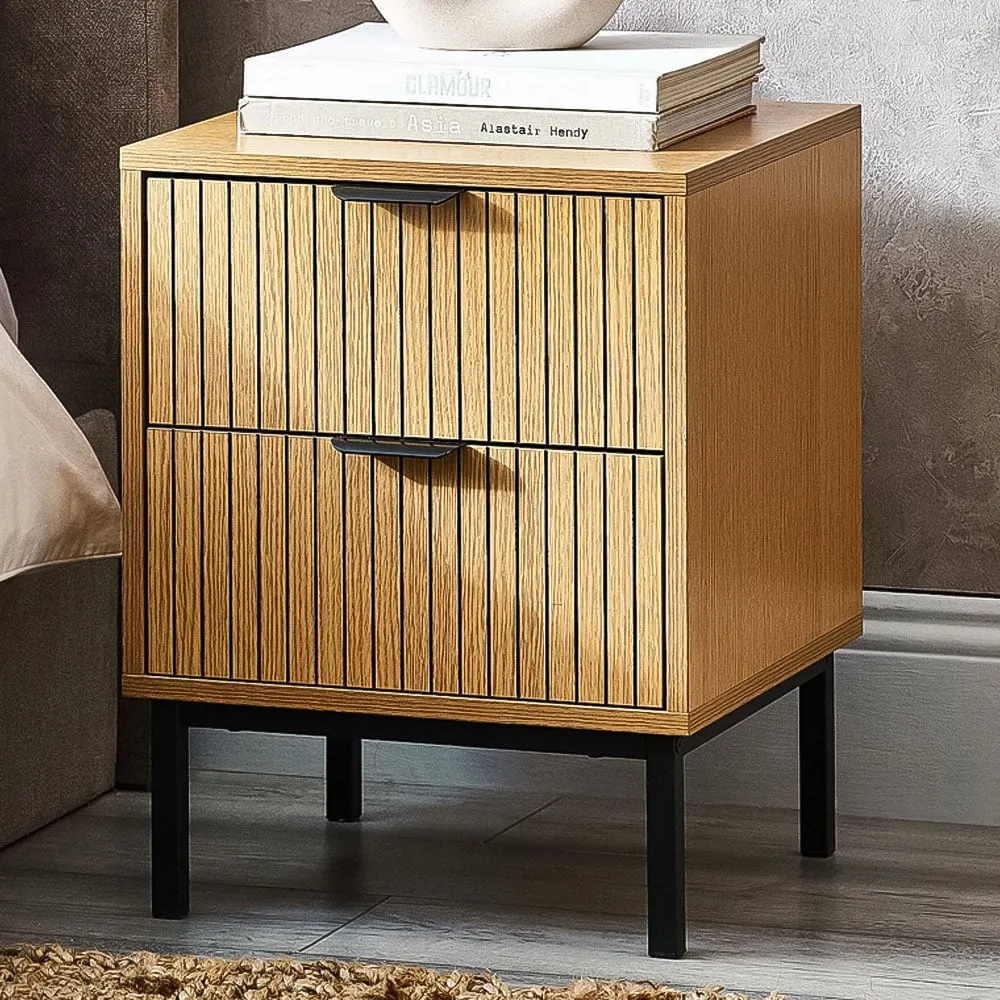 Sia 2 Drawer Bedside Table - Brown image