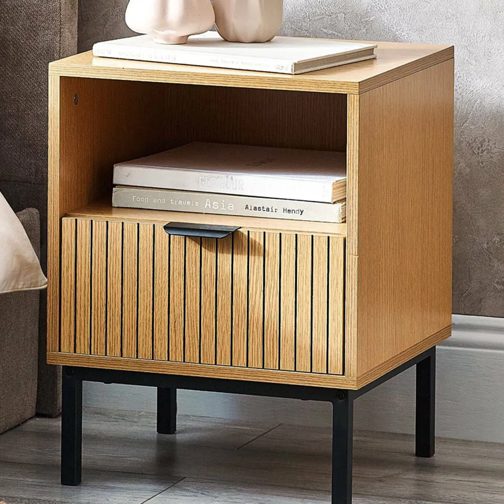 Sia Single Drawer Side Table - Brown, Wood image