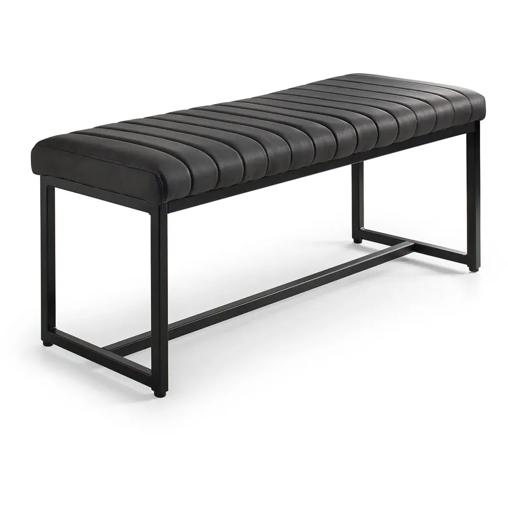 Soho 2-Seater Dining Bench - Black, Faux Leather