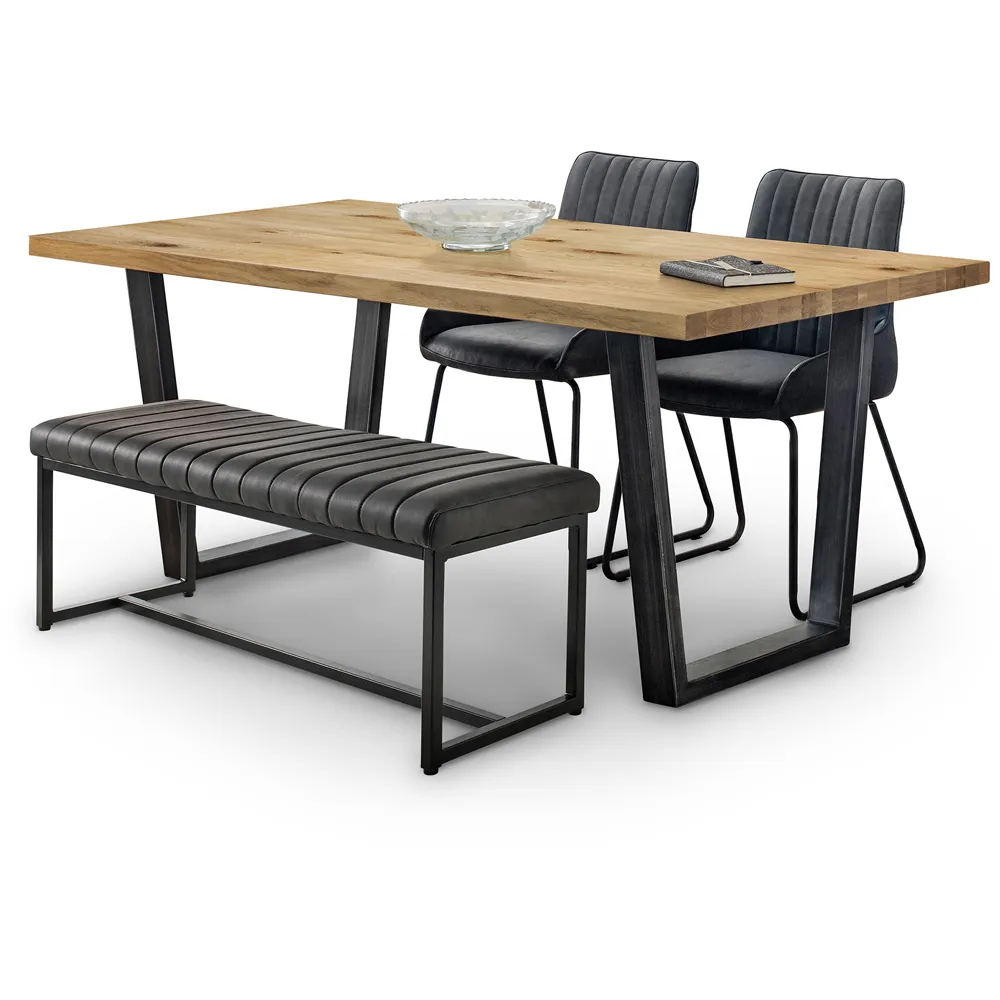 Soho 2-Seater Dining Bench - Black, Faux Leather