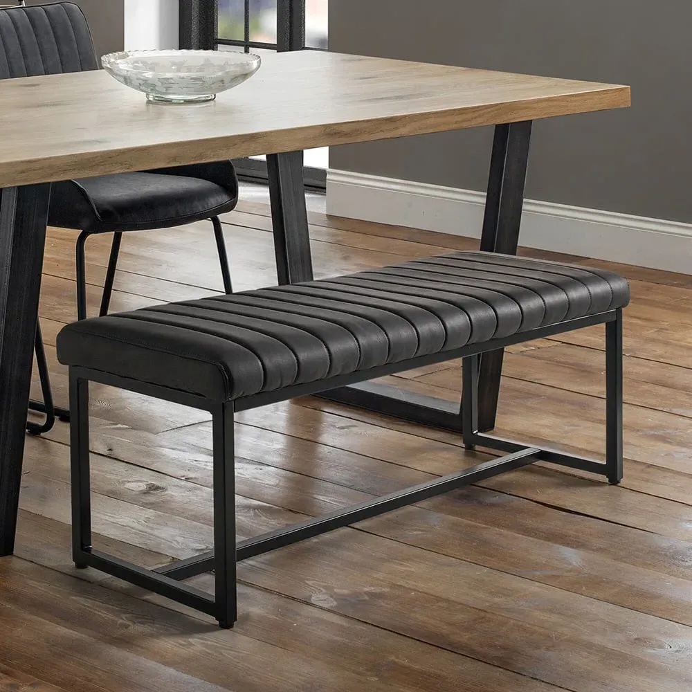 Soho 2-Seater Dining Bench - Black, Faux Leather