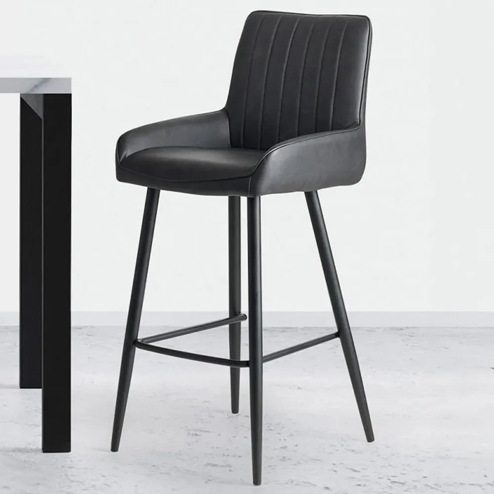 Soho Barstool - Black, Faux Leather