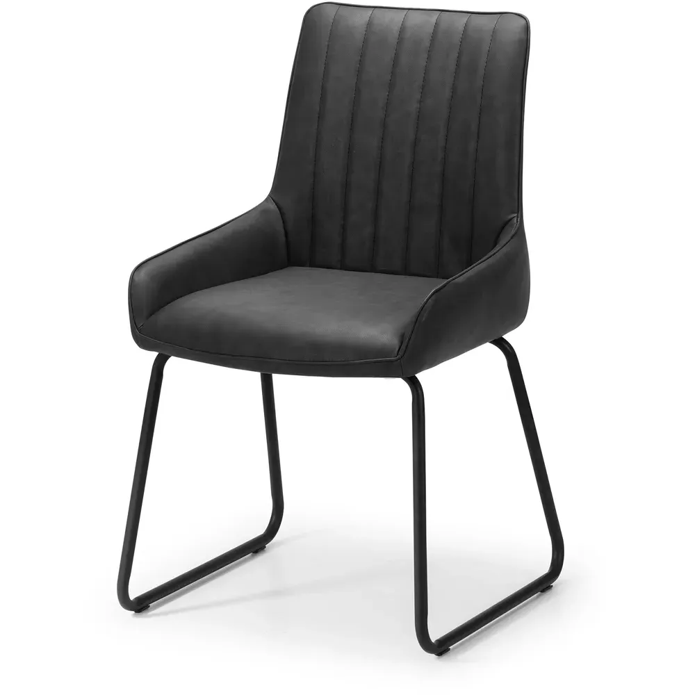 Soho Set of 2 Dining Chairs - Black, Faux Leather