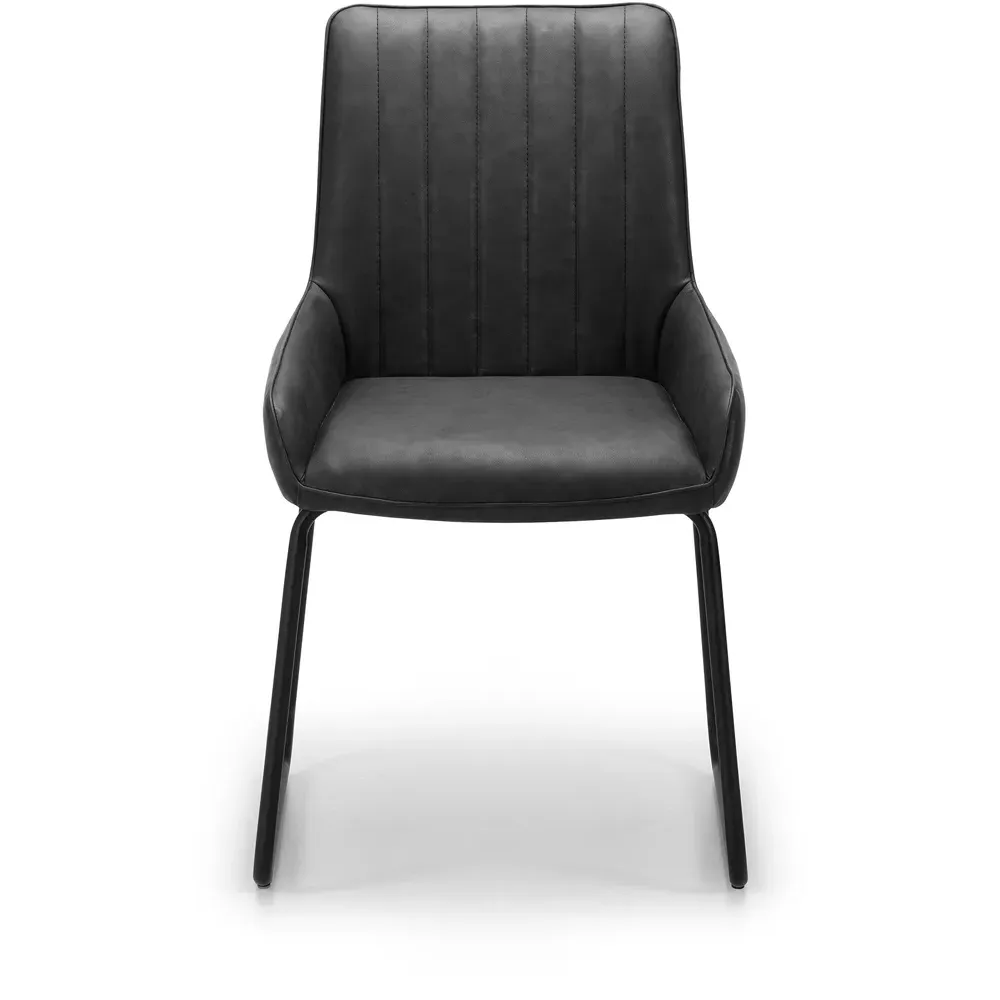 Soho Set of 2 Dining Chairs - Black, Faux Leather