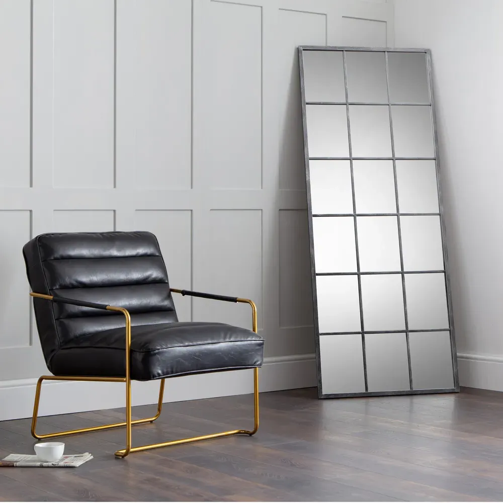 Somma Large Window Mirror - Silver, Metal