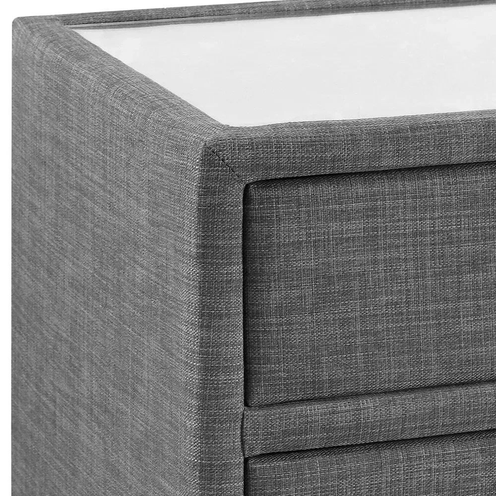 Sorrento 3 Drawer Bedside Table - Grey, Linen