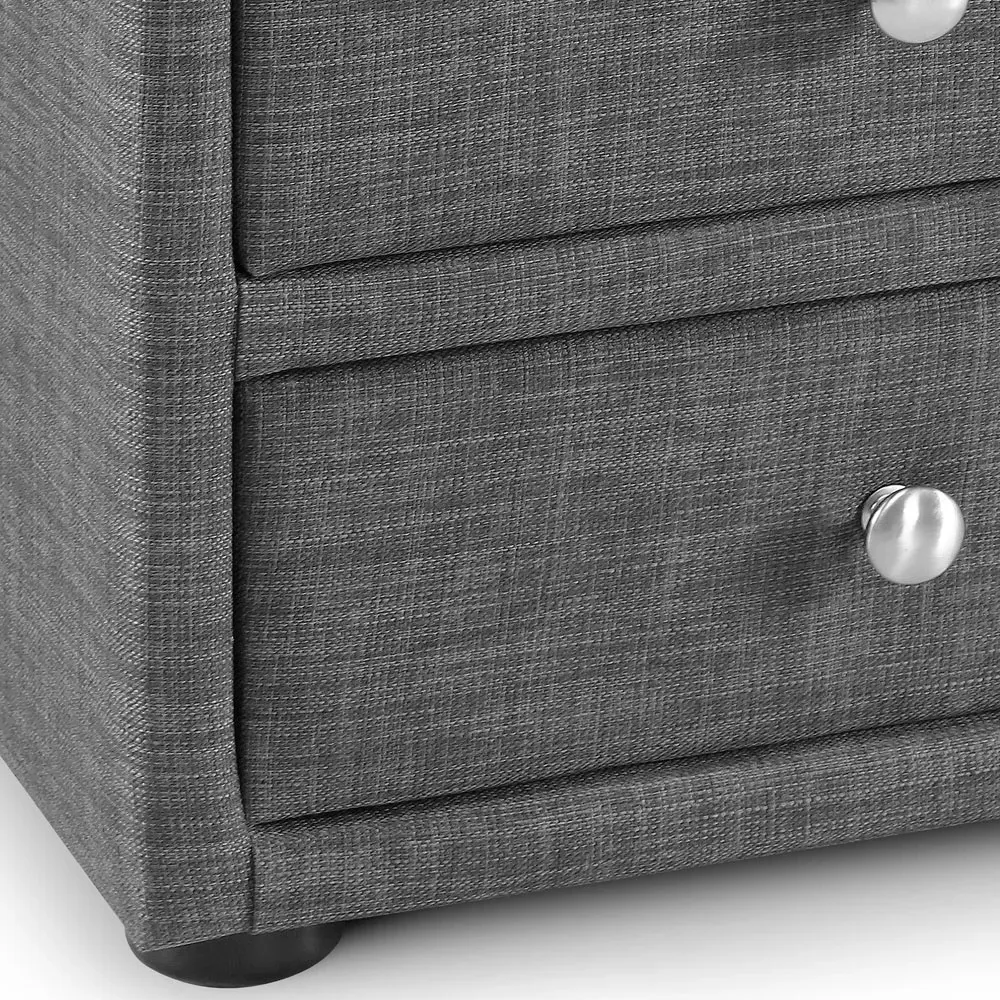 Sorrento 3 Drawer Bedside Table - Grey, Linen