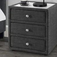 Sorrento 3 Drawer Bedside Table - Grey, Linen