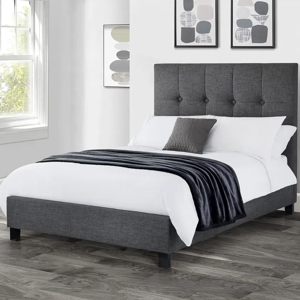Sorrento King Size Bed Frame - Grey, Linen
