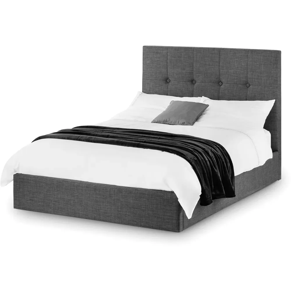 Sorrento King Size Ottoman Bed Frame - Grey, Linen